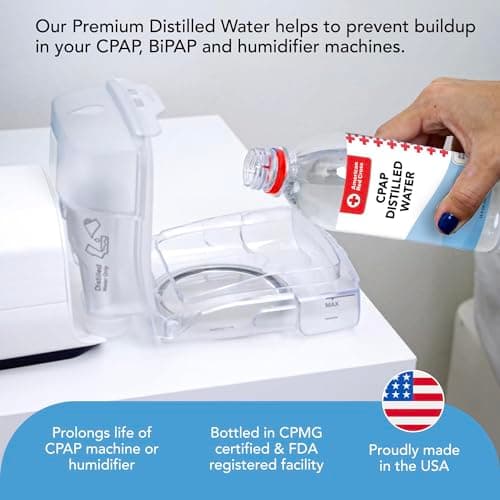 Resway American Red Cross CPAP Distilled Water Travel Bottles for CPAP Humidifier Chambers & Sleep Therapy Equipment | Compatible with ResMed & Respironics Machines | 16.9 oz Bottles (12 Pack)