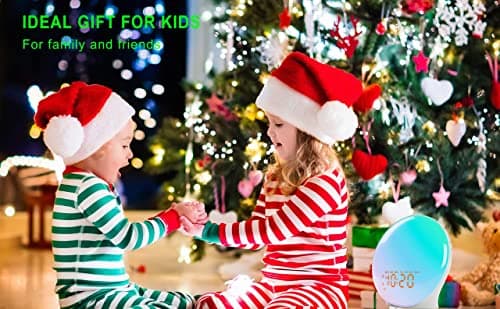 Wake Up Light Sunrise Alarm Clock with 17 Nightlights, Alarm Clocks for Bedbrooms Sound Machine with 5W Bluetooth Speaker, 25 Soothing Sounds, SleepTimer, Dual Alarms, FM Radio, Gift for Kids, Adults