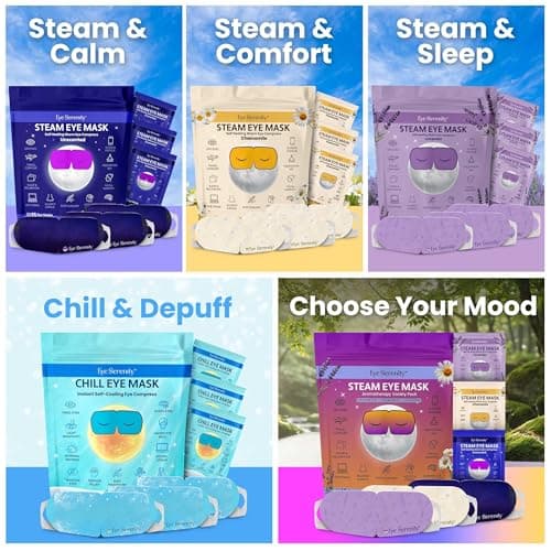 Eye Serenity CHILL Self Cooling Eye Mask for Sleeping, Cooling Eye Patches for Dark Circles and Puffy Eyes, Cold Compress, Mothers Day Gifts, Spa Relaxation and Self-care Gifts for Women & Men
