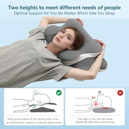 Ergo Pillow for Sleep Apnea, Neck Pain, and Snoring Relief | Cervical Neck Pillow for Side Sleepers | Orthopedic Memory Foam with Ergonomic Support