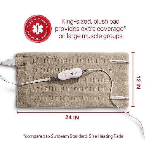 Sunbeam Premium Sunbeam Heating Pad with Compact Storage King Size Beige