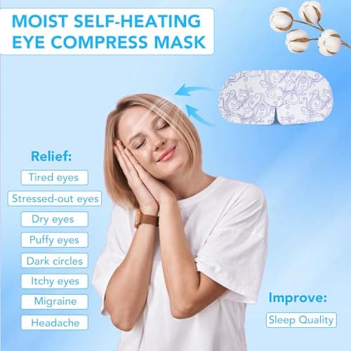 XPCARE 48 Pack Steam Eye Masks for Dry Eyes, Self Heated Steam Warm Eye Mask, Disposable Heated Eye Mask for Dark Circles, Puffy Eyes, Relief Stress Eye Fatigue (Unscented)