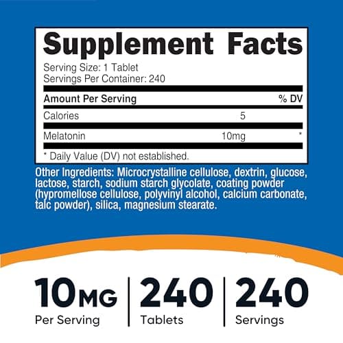 Nutricost Melatonin 10mg, 240 Tablets - 10mg Per Serving, Non-GMO, Gluten Free