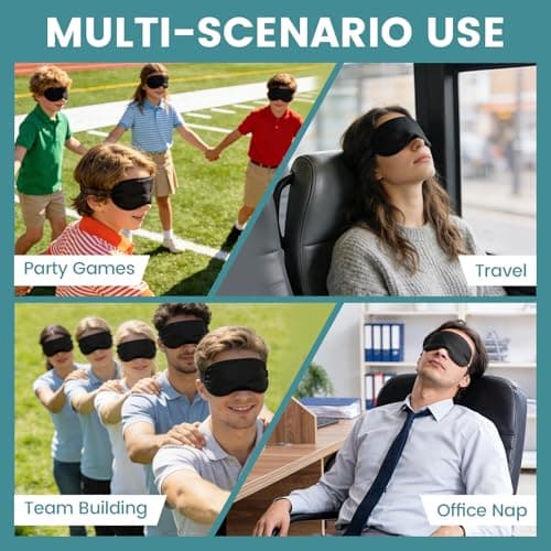 UGODAR 20 PCS Sleep Eye Masks Blindfolds - Light-Tight with Nose Pad & Adjustable Strap, Bulk Comfortable Breathable Party Supplies for Team Building Travel, Black Eye Cover for Women Men