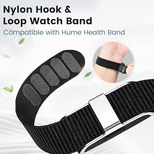 BlikWyt Nylon Loop Compatible with Hume Band Replacement, Breathable Soft Wristband for Hume Health Band (Black)