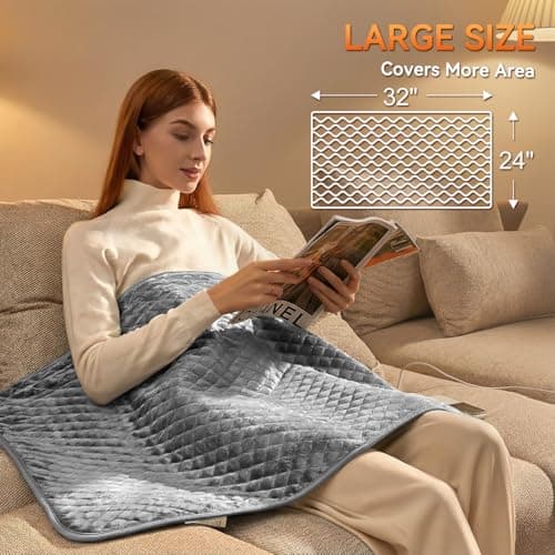 King Size Heating Pad for Back 32"x24" Extra Large Electric Heating Pad for Body Neck Shoulder Auto Shut Off Heat Pad Temperature Settings Machine Washable Gray