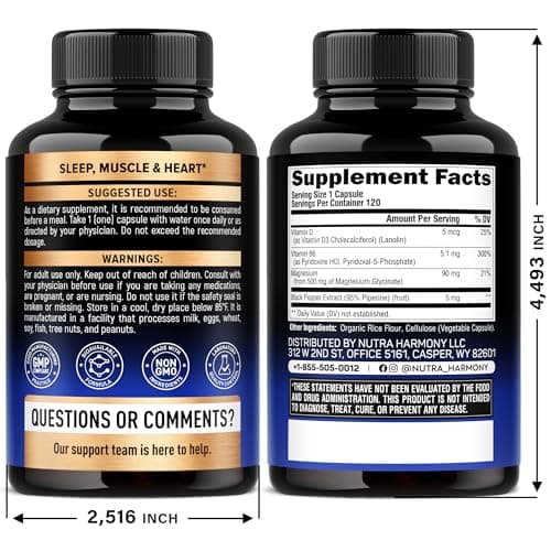 Magnesium Glycinate 500 mg - Chelated Supplement - High Absorption Form of Magnesium - Support for Sleep, Muscle & Heart Health - Made in USA, Lab Tested & Non-GMO - 120 Capsules