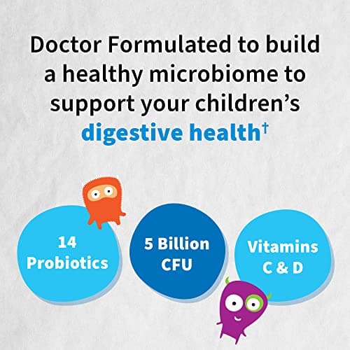 Garden of Life Dr. Formulated Probiotics Organic Kids+ plus Vitamin C & D - Berry Cherry - Gluten, Dairy & Soy Free Immune & Digestive Health Supplement, No Added Sugar, 30 Chewables (Shelf Stable)