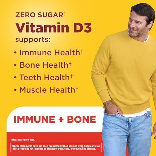 Nature Made Zero Sugar Vitamin D3 Gummies 2000 IU (50 mcg) Per Serving, Bone & Immune Support, Aspartame Free, 110 Vitamin D Gummies, 55 Day Supply