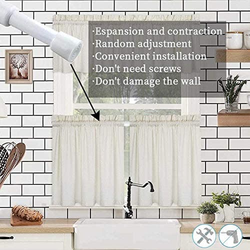 AIJIEGUANG Spring Tension Curtain Rods 28-43in Spring Load Adjustable Expandables Heavy Duty Steel Small Short Tension Curtain Rod for Windows,Kitchen,Doorway,Bathroom,Cupboard Bars