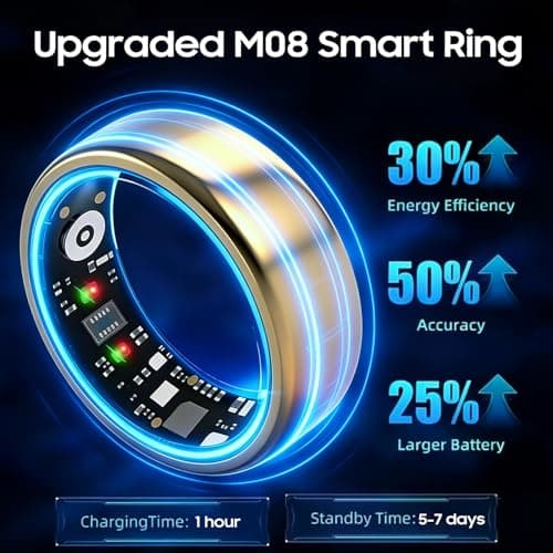 AutrefoisElf Smart Ring Gen 3 for Men Women, IP68 Waterproof Health Tracker with No Subscription Fee, Sleep and Stress Monitoring, Activity Fitness Ring, Android/iOS Compatible (Gold,8)