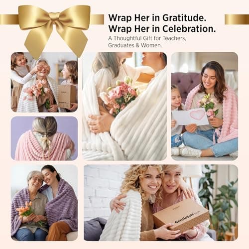 Bedsure GentleSoft White Throw Blanket for Couch - Teacher Appreciation Graduation Gifts Birthday Gifts for Women Mom Her, Cozy Fleece Throw Blanket for Girl, Room Home Decor, Off White, 50x60 Inches