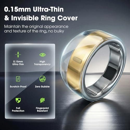 sylacor Ultra-Thin Clear Cover for Oura Ring Gen 4/4 Ceramic/Gen 3, Invisible Anti-Scratch Protective Film, Slim Smart Ring Protector Skin Accessories for Men Women (8Pack, Size 6/7/8)