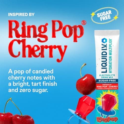 Liquid I.V.® Hydration Multiplie® Sugar-Free - Ring Pop Cherry | Electrolyte Powder Drink Mix | 1 Pack (14 Servings)