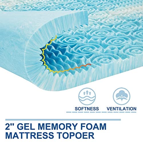 SINWEEK 2 Inch Mattress Topper 5-Zone Memory Foam Mattress Topper Pressure Relief Soft Mattress Pad, CertiPUR-US Certified, Twin Size Blue
