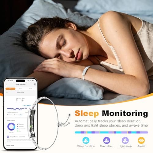 RIFESI Smart Bracelet for Women, Health Activity Fitness Trackers, 24/7 Heart Rate, HRV, Blood Oxygen & Stress Monitor, 24H Sleep Tracker, Free APP for iOS & Android, Silver