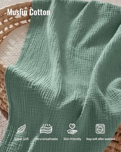 Blissful Diary Muslin Nursing Cover for Breastfeeding, Breathable Breastfeeding Cover up with Arch Neckline for Women, Nursing Apron (Roman Green)