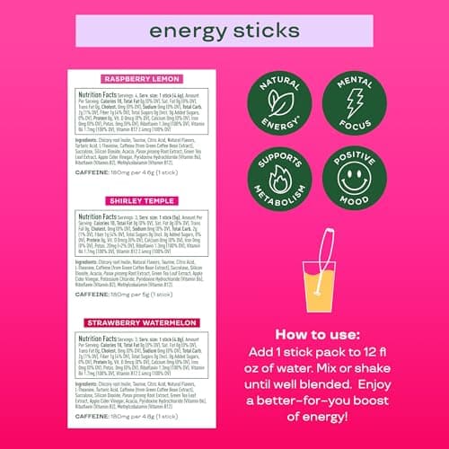 Bloom Nutrition Energy Drink Powder Packets, Sugar Free Energy Drink Mix with L-Theanine, B Vitamins & Natural Caffeine, On the Go Powder Sticks for Natural Energy, 10 Calories (10 Pouches (Pack of 1), Variety Pack)