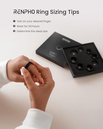 RENPHO Lynx Smart Ring-Sizing Kit, Size Before You Buy(Tar Black, Size 6-13)