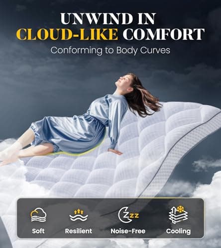 3 Inch Ultra-Fluffy Memory Foam Mattress Topper Queen for Back Pain, Soft Comfy Pillow Top Queen Mattress Topper with 4X Support, Mattress Pad with Breathable Air Mesh Sides, 6-21'' Deep Pocket
