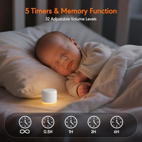 SMILEBOP White Noise Machine with Night Light, 18 Soothing Sounds Portable Sound Machine for Baby Adults, Mini Travel Sound Machine for Sleeping with Memory Timer, Office Hotel Gift