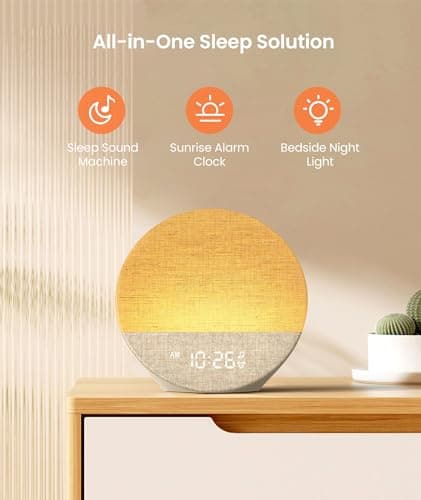 Dreamegg Sunrise 1 - Sunrise Alarm Clock, Sound Machine for Sleep, Customizable Sleep Routines, Dimmable Night Light, 29 Soothing Sounds, White Noise Machine, Wake Up Light for Bedrooms, Adults, Kids