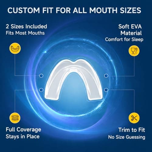 GBN Mouth Guard for Sleeping - Comfort Fit Night Guards for Nighttime Use - Reusable Mouthguard, Nightguards for Adults Includes 2 Sizes & 1 Travel Case
