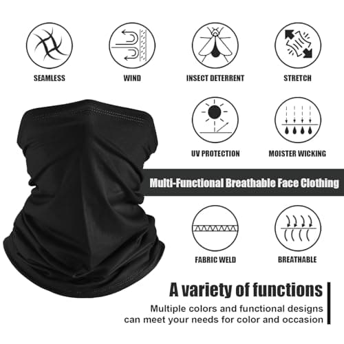 Geyoga 6 Pieces Summer UV Protection Cooling Neck Gaiter Face Clothing Neck Gaiter Mask Scarf Sunscreen Breathable Bandana(Black)