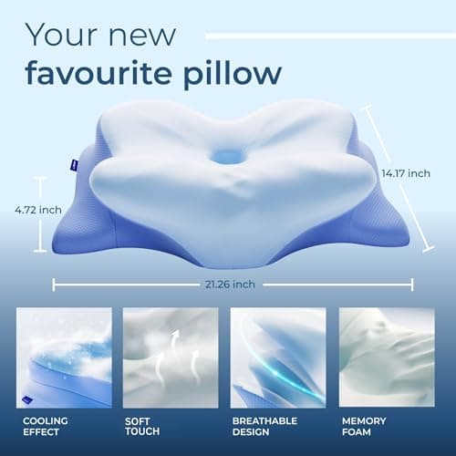 Derila Ergo Cervical Neck Pillow for Sleeping Pillow Contour Memory Foam Pillows for Back, Side Sleeper Pillows 21.25 x 14.17 x 4.72 inches