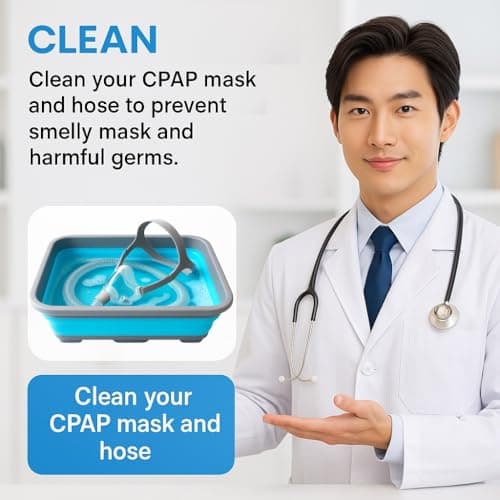CPAP Cleaning Kit Hose and Mask for CPAP Hanger Dryer with 6.9 ft Thick Wire Brush, Collapsible Wash Basin, Compatible with 22mm and 15mm Hose, Extra Soft Bristles Cleaner CPAP Supplies