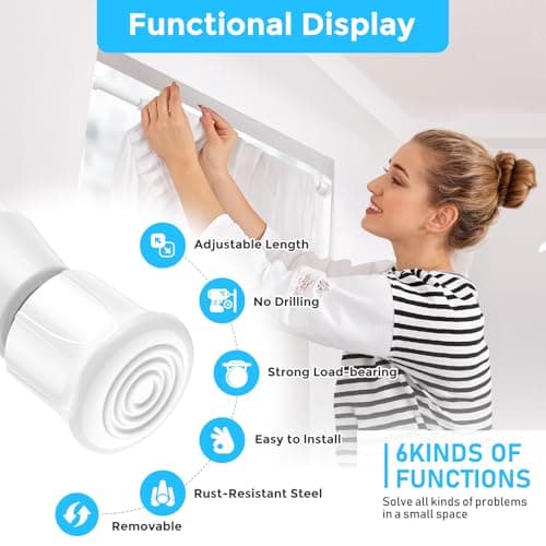 AIZESI 2PCS White Tension Rod 17 to 28 Inch, Adjustable Spring Curtain Rod No Drilling, Spring Tension Rods for Window DIY Projects Cupboard Wardrobe Small Curtain Rods Short Tension Rod