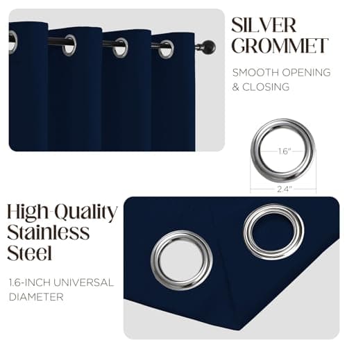 CUCRAF Navy Blue Blackout Curtains 84 inch Length 2 Panels Set, Room Darkening Drapes for Living Room Bedroom, Thermal Insulated Light Blocking Grommet Window Curtain (W52 x L84 Inch)