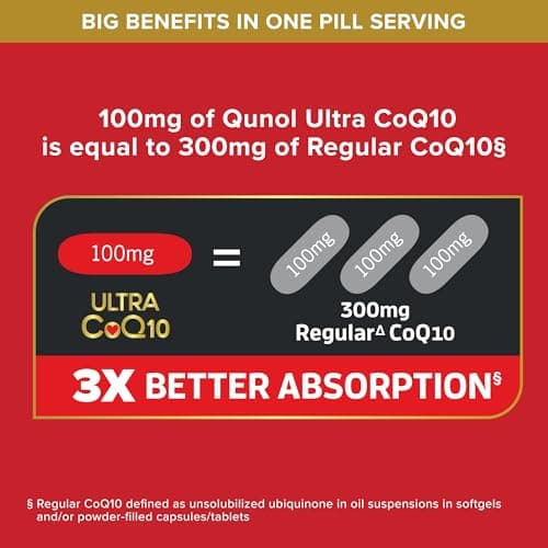 Qunol Ultra CoQ10 100mg Softgels- 3x Better Absorption, Antioxidant for Heart Health & Energy Production, Coenzyme Q10 Vitamins and Supplements, 3 Month Supply, 90 Count