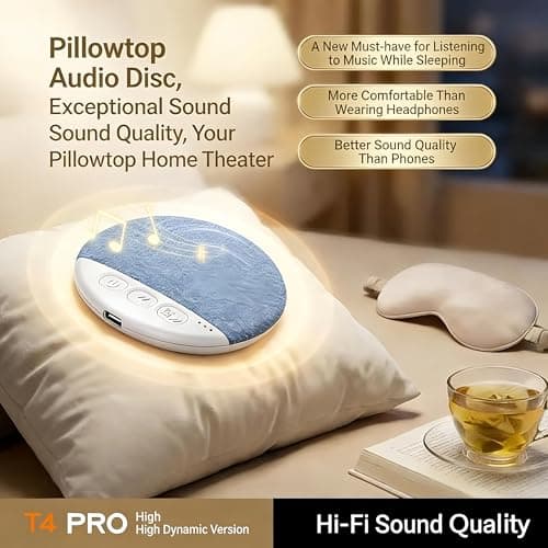 2026 New Bluetooth Pillow Speaker Pro for Sleeping, Under Pillow Speaker with Sleep Timer & White Noise, Thin Speaker for Bed, Hi-Fi Sound, 48H Battery, Type-C, Private Listening for Adults & Kids