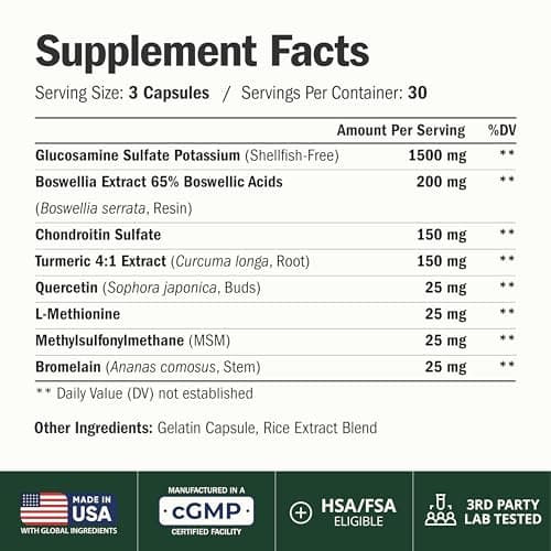 Glucosamine Chondroitin MSM – Joint Support Supplement for Women and Men with Glucosamine Sulfate 1500 mg, Chondroitin and MSM – for Cartilage, Joint Health and Flexibility – 90 Capsules