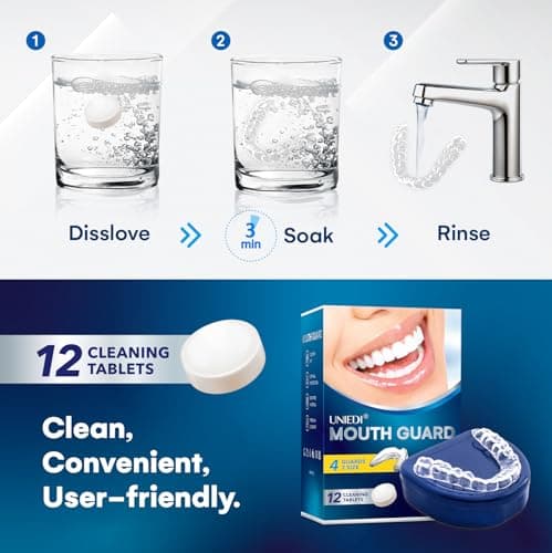 Mouth Guard for Grinding Teeth at Night: Moldable Sleeping Mouthguards for Grinding & Clenching - Custom Fit Nighttime Guards for Adults with 12 Cleaning Tablets
