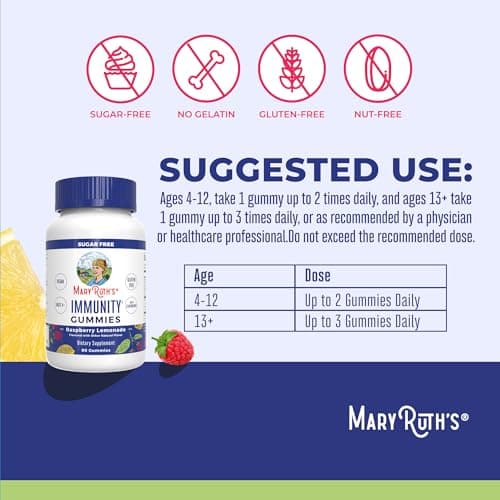 MARYRUTH'S Sugar Free Immunity Gummies | Powerful Blend | Elderberry Vitamin C & Zinc | Vitamin D3 & Echinacea | Immune Support Supplement | Gummies for Kids & Adults | Vegan | Non GMO | 90ct
