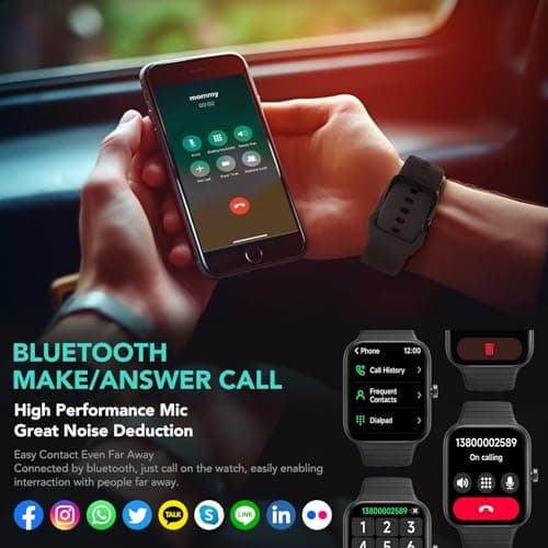 SKG Smart Watch for Men Women (Answer/Make Call), Alexa Built-in, Extra Black Band, 100+ Sports 1.8" Fitness Tracker with Heart Rate SpO2 Monitor, IP68 Smartwatch for Android iPhone, V7 Cyber Black