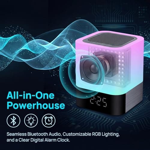 Gallstep Night Lights Bluetooth Speaker, Alarm Clock Bluetooth Speakers Touch Sensor Bedside Lamp Dimmable Multi-Color Changing Bedside Lamp, MP3 Player, Wireless with Lights