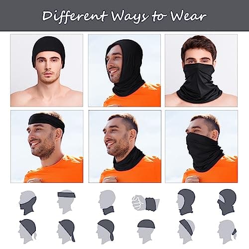 Geyoga 6 Pieces Summer UV Protection Cooling Neck Gaiter Face Clothing Neck Gaiter Mask Scarf Sunscreen Breathable Bandana(Black)