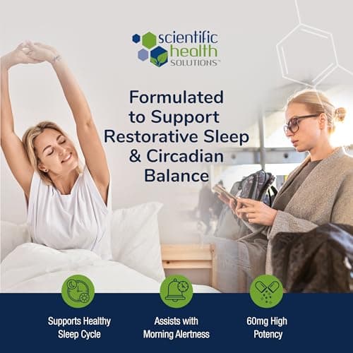 Scientific Health Solutions Melatonin 60mg | High Dosage Melatonin in Easy-to-Swallow Capsules | Vegan, Non-GMO & Gluten-Free | US-Made Extra Strength (Single)
