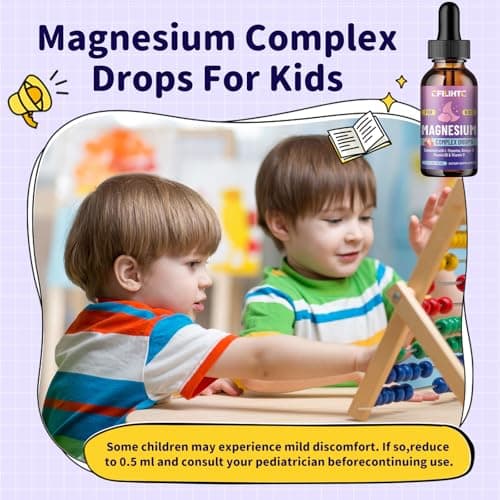 Kids Magnesium Liquid Drops-Magnesium Glycinate Liquid for Kids Supplement-w/L-theanine, Omega-3, Vitamin B6, D3 - for Sleep, Relaxation, Brain, Bones - 2 Fl Oz Children's Calm, Strawberry Flavor