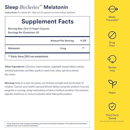 Ritual Sleep Melatonin 5mg - Sleep Aid Supplement - BioSeries Time Released Capsules Designed for All Night* Sleep Support for Adults - Vegan - Drug-Free - Vanilla - 20 Capsules - 20 Servings
