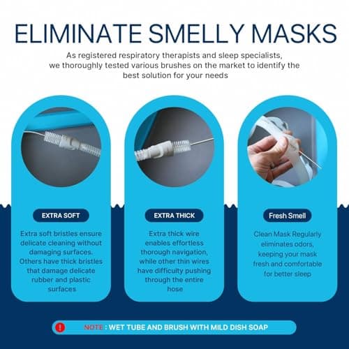 CPAP Cleaning Kit Hose and Mask for CPAP Hanger Dryer with 6.9 ft Thick Wire Brush, Collapsible Wash Basin, Compatible with 22mm and 15mm Hose, Extra Soft Bristles Cleaner CPAP Supplies