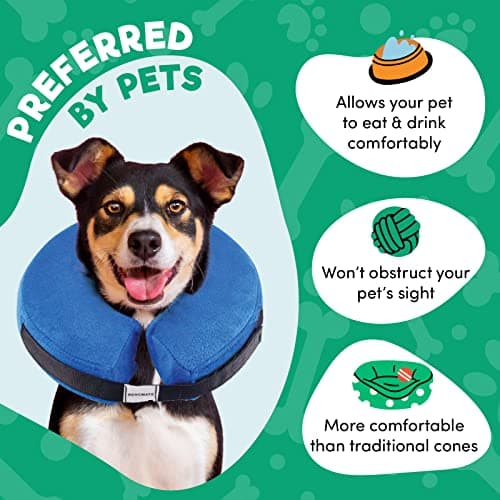 BENCMATE Inflatable Dog Cone Collar Alternative, Soft Dog Cone for Small Medium Large Dogs and Cats, Neck Recovery ECollar Donut Collar After Surgery (X-Large, Blue)