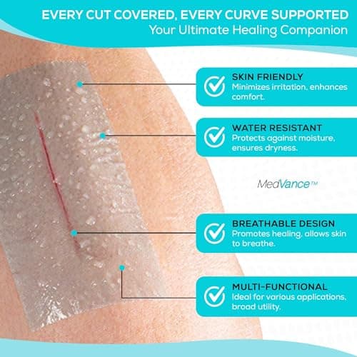 MedVance Silicone Tape Medical, Perforated Surgical Tape Sensitive Skin, Waterproof Tape for Skin, Medical Tape for Wound Care, Eyelash Tape, Gentle Skin Tape, 1" Width (1 Pack, 180 Inches)
